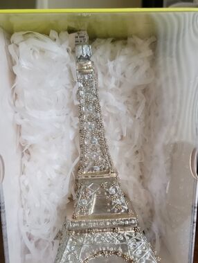 Made In Poland Silver Beaded Eiffel Tower Ornament NIB
